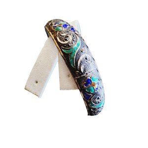 Vintage Enameled Tin Bangle Bracelet (A2167)